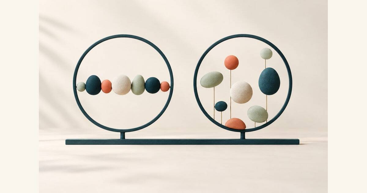 Two sculptural groups illustrating how one average can hide different employee experiences