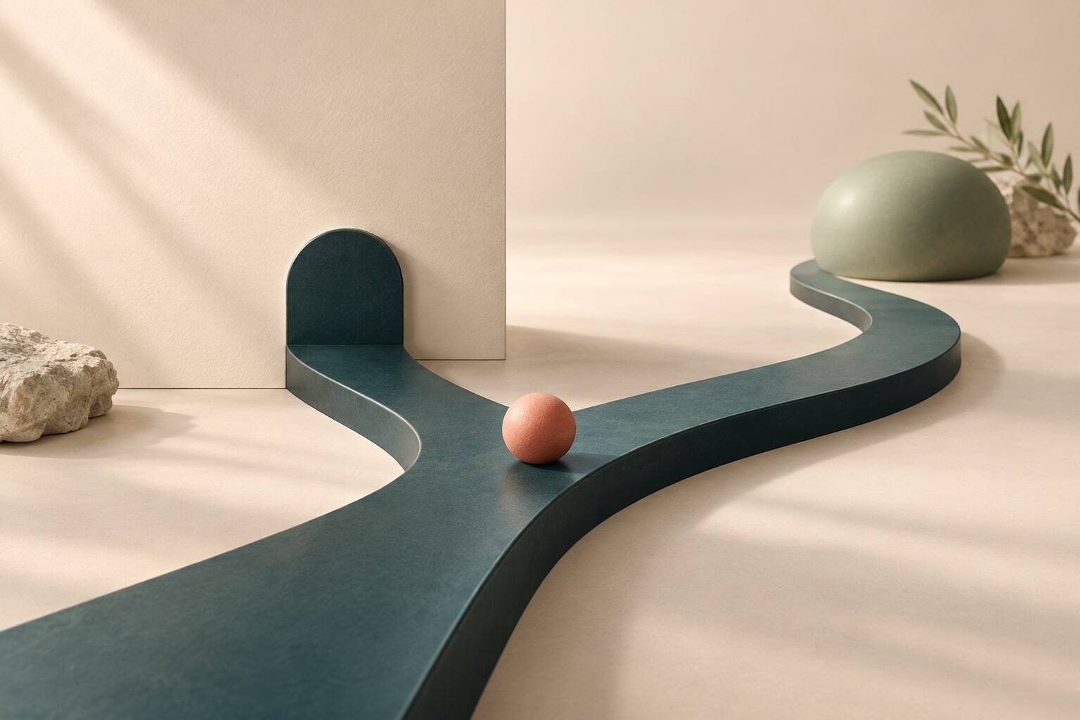 A ceramic path with a deliberate pause, illustrating a considered response.